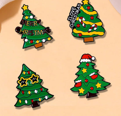 Cute Enamel Pin Set Lapel Pins Brooches Cartoon Brooch Badge Pins for Clothes Bags Backpack for Women - color: Christmas Tree