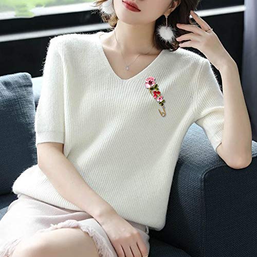 "Honbay 3PCS Stylish Chic Flower Brooch Large Safety Pins for Sweaters, Shawls, Collars, Dresses and Most Clothes"