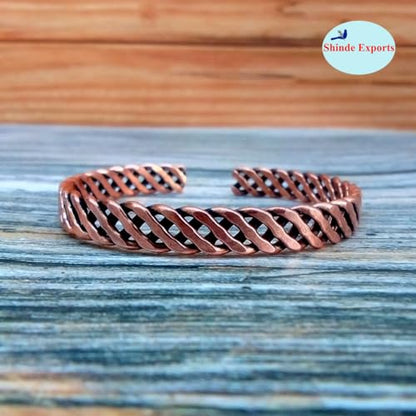 SHINDE EXPORTS pure copper bracelets cuf kada bangle for men and women - style: twisted 25gms