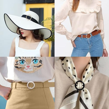 10PCS Silk Scarf Ring Clip T-shirt Tie Clips for Women Fashion Waist Buckle for Shirts Clothing Silver Zinc Alloy Plastic Clothing Ring Wrap Holder with 1 Exquisite Box