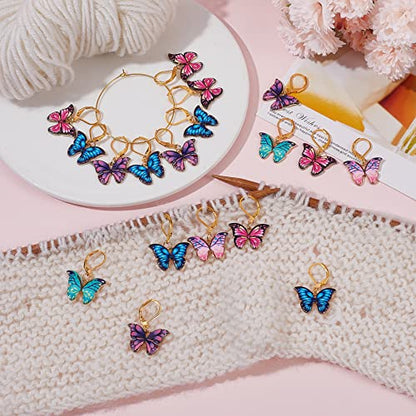 SUNNYCLUE 1 Box 20Pcs Stitch Markers Crochet Stitch Marker Butterfly Enamel Cute Charms Removable Leverback Clasp Charm Locking Metal Knitting Markers for Weaving Sewing Knit Quilting DIY Zipper Pull - color: 20pcs Enamel Butterfly Stitch Markers With Upg