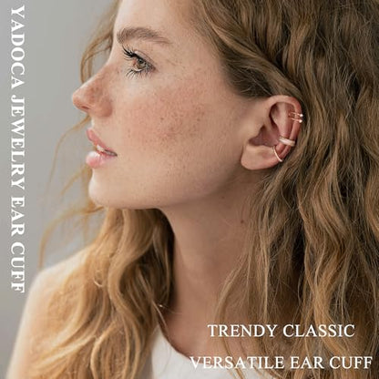 YADOCA 14K Gold Plated Ear Cuffs Non Piercing Earrings for Women Clip On | Trendy Lightweight 14K Gold Plated Ear Clip Fake Earrings Non Pierced Cartilage Ear Cuff Earrings for Women - color: Rose Gold