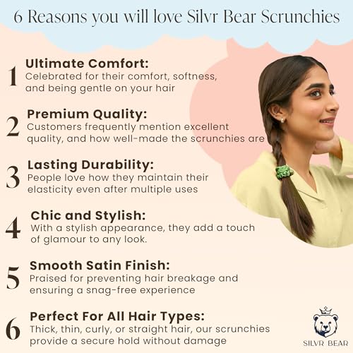 SILVR BEAR Luxury Satin Scrunchies, Soft Skinny Ponytail Holders for Thin Hair, Women, Girls and Men, Softer than Silk, 6 Pack (Earthy Skinny) - color: Earthy Skinny