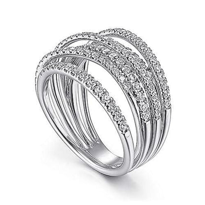 PAVOOI 14K Gold Plated X Ring Simulated Diamond CZ Criss Cross Ring for Women Juude Jewelers Silver Rose Gold Braided Wrap Knot Style Promise Statement Cocktail Party Ring(Silver.E-US Code-6) - color: SILVER.E, size: (US Code-6)