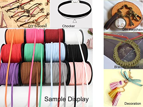 Faux Suede Leather Cord String for Jewerly Making 5mm 40 Yards Black Bracelet Cord Flat Thin Leather Lace Thread for Necklace-Chocker & DIY Projects - size: 40 Yards Black