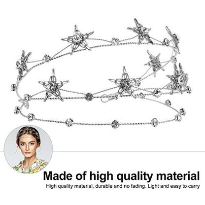 Beaupretty Bling Rhinestone Star Crown, Star Crystal Tiara and Crown Bridal Headpiece Alloy Hairband Wedding Jewelry for Women Girls, Silver - color: Silver