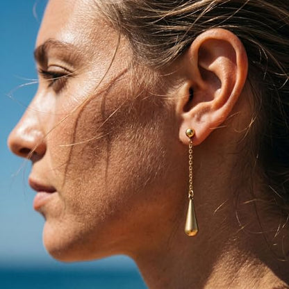 Gold Plated Dangle Earrings Dainty Silver Drop Earring Trendy Long Dangling Wedding Bridesmaid Hoop Diamond Crystal Cute Earring Prom Jewelry Graduation Gifts for Women - color: gold 4