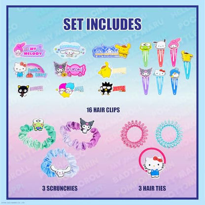 Hello Kitty Hair Accessories Set with Hair Clips, Bows & Scrunchies - color: Hello Kitty and Friends