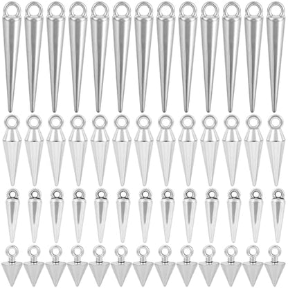 Cone Charm, Punk Style Spike Pendants with Small Hole, Glossy Gothic Dangle Cone Pendants Charm - color: Silver,zinc alloy,100pcs,4 sizes