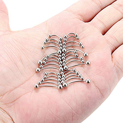 SCERRING 18-30PCS 20G Stainless Steel Eyebrow Tragus Helix Rook Daith Earrings Lip Ring Barbell with Balls Body Piercing Jewelry 6mm 8mm 10mm - color: 30PCS - Silver