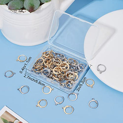 SUNNYCLUE 1 Box 80Pcs 40 Pairs Leverback Earring Hooks Real 18K Gold Plated Stainless Steel Round Lever Back Clasp Huggie Hoop French Ear Wire Leverbacks Hook for Jewelry Making Earrings Findings - color: 80pcs Mixed Material & Color Round Leverback Earri