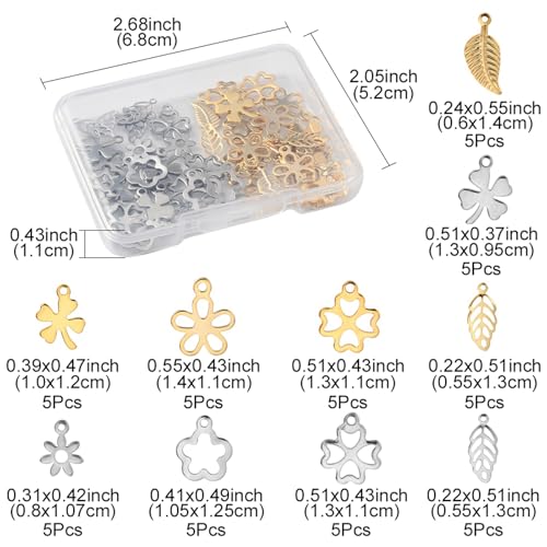 8-64Pcs Silver Goldern Color Heart Pendants Charms 10 Styles Heart Stainless Steel Metal Charms for Jewelry Making Crafting Necklaces Bracelets Earrings Keychains Birthday Gift - color: Multi 3 Shapes-50 pcs