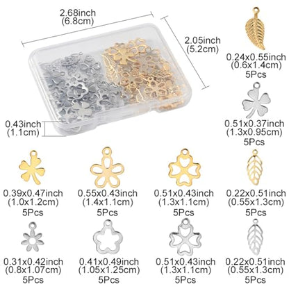 8-64Pcs Silver Goldern Color Heart Pendants Charms 10 Styles Heart Stainless Steel Metal Charms for Jewelry Making Crafting Necklaces Bracelets Earrings Keychains Birthday Gift - color: Multi 3 Shapes-50 pcs