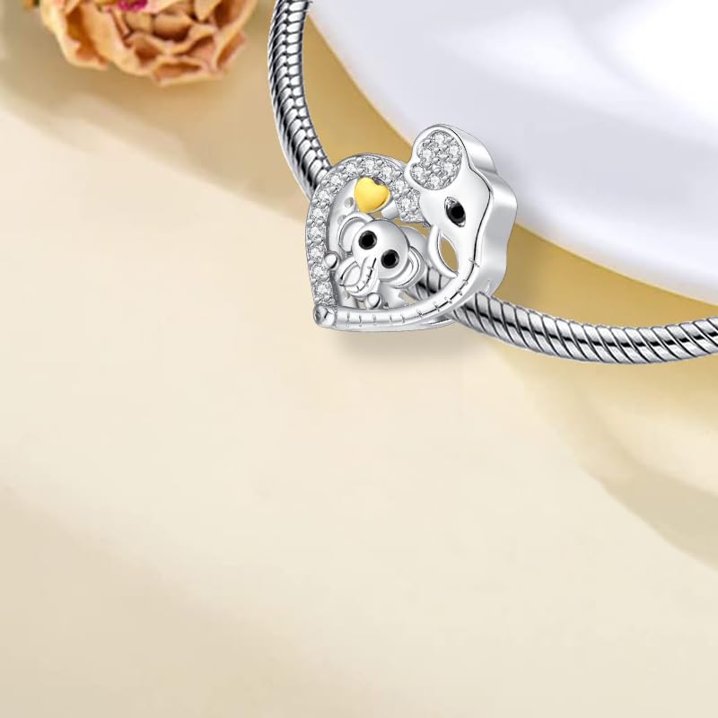925 Sterling Silver Charms for Bracelets and Necklaces Lipstick and Perfume High Heels Dangle Pendants Heart Butterfly Bead Charms Halloween Christmas Gift for Womens - style: Elephant Heart Bead Charm