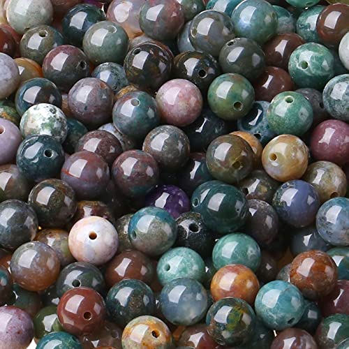 LAIDANLA Indian Agate 6mm Natural Stone Beads Round Loose Gemstone Stone Beads for DIY Bracelet Necklace Earrings Jewelry Making Polishing Genuine Real Beading Crystal 96PCS 2 Strand 32" - color: B-Indian Agate, size: 6mm