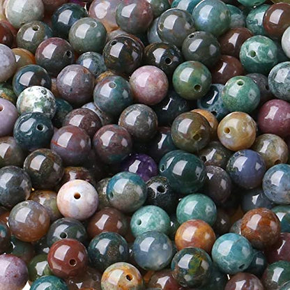 LAIDANLA Indian Agate 6mm Natural Stone Beads Round Loose Gemstone Stone Beads for DIY Bracelet Necklace Earrings Jewelry Making Polishing Genuine Real Beading Crystal 96PCS 2 Strand 32" - color: B-Indian Agate, size: 6mm