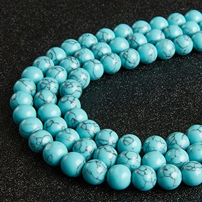 100pcs 6mm Blue Turquoise Beads Natural Gemstone Beads Round Loose Beads for Jewelry Making - color: Blue Turquoise, size: 6mm