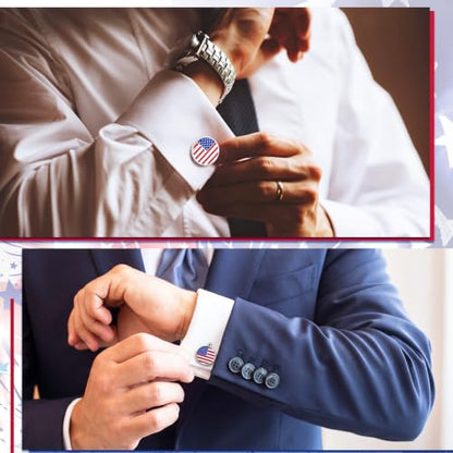 Newcotte 5 Pairs Cufflinks for Men Round Silver Cufflinks Mens Classic Stainless Steel Cuff Links Set for Wedding Gifts - color: Classic