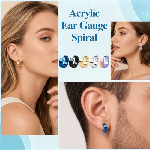 Stainless Steel Mens Womens Hoop Earrings Piercings Huggie Hypoallergenic - color: 5 Pair