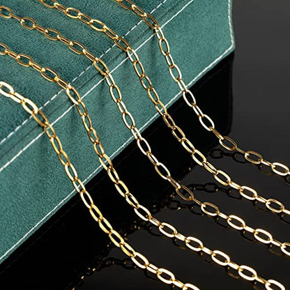 16.4 Feet Gold Plated Link Chain for Jewelry Making Stainless Steel Oval Paperclip Chain Bulk with Jump Rings Lobster Clasps for Jewelry Bracelet Necklace Choker Making Supplies - color: Gold Oval