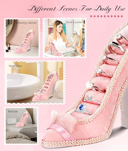 Jewelry Display Stand, Earring Necklace Ring Holder, Model Dress High heeled Shoes Earring Necklace Ring Jewelry Holder Stand Display (Pink) - color: Pink