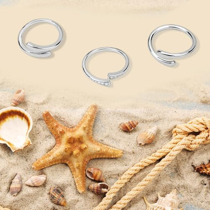3Pcs Toe Rings for Women Gold/Silver Toe Ring Adjustable Non Tarnish Cz Dainty Toe Ring Summer Beach Open Toe Rings Set Toe Foot Jewelry - color: Silver