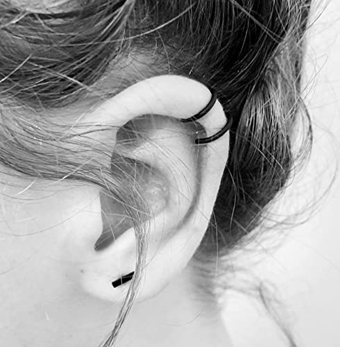 EPIRORA Silver Hoop Earrings- Cartilage Endless Small Hoop Earrings Set for Women Men, 3 Pairs of Hypoallergenic 925 Sterling Silver Tragus Earrings Nose Lip Rings - color: 3 Pairs(8mm*3)-Silver/Gold/Black