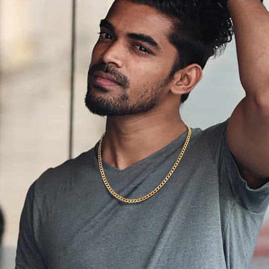 Men Cuban Chain Necklace for Men Stainless Steel 5mm Link Chain Women Dainty Necklace Gold/Silver/Black Plated Statement Jewelry 18/20/22/24/26/28/30 Inch - color: 5mm-Gold Cuban Chain, size: Length 18 Inch