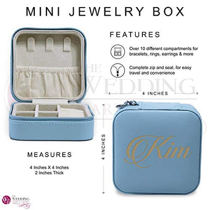 The Wedding Party Store Monogrammed Customized Small Compact Travel Jewelry Box Organizer Case (Sky Blue) - color: Sky Blue