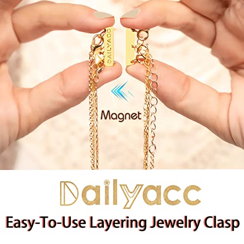 Dailyacc Layering Magnetic Necklace Clasp,18 K Gold and Silver Separator for Stackable Necklaces - color: 1PCS - 3 Gold