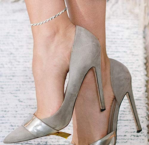 Savlano 925 Sterling Silver Solid Italian Figaro, Rope,Herringbone, Curb, Ball Bead, Snake, Mariner Chain Anklet for Women, Comes in 0.8mm - 5mm With Gift Box - style: Rope 2.5mm