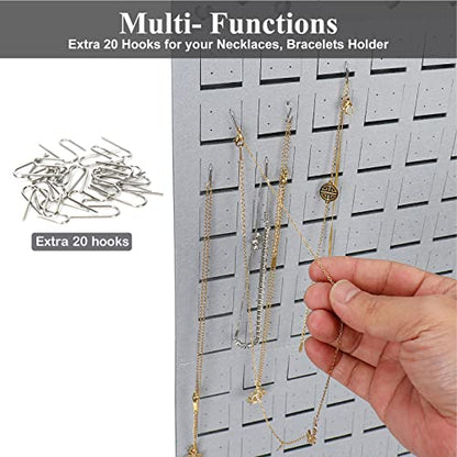 Resovo Hanging Earrings Organizer, Wall Earring Holder with 2 Hooks, Holds Up To 300 Pairs, Compact Design, Soft Material-Silber Grey | 20 Hooks, Holds Up To 300 Pairs, Compact Design, Soft Material, Earring Hanger & Display for Women & Girls - color: Sil