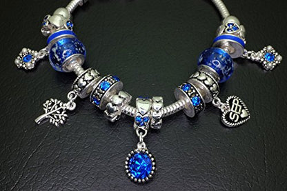 Falari Birthstone Bracelet Multi-Color Charm Beads Silvertone Birthday Gifts for Women - color: 09-September