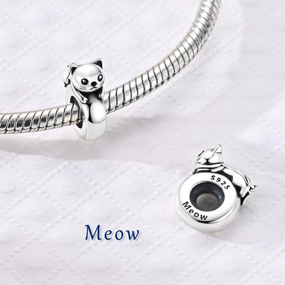 2pcs Stopper Spacer Beads for Pandora Bracelets, Sterling Silver Cross Ladybug Clip Spacer Charms For Bracelet DIY Jewelry Gift - color: Cat