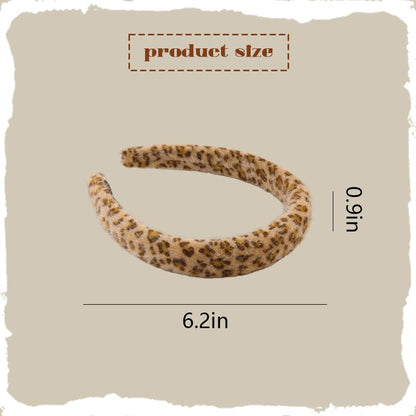 Kefley Padded Puffy Leopard Print Headband for Women Soft Sponge Cheetah Leopard Headbands Hair Hoop No Slip Padded Plush Hairbands Thick Animal Print Headband Hair Accessories Headwear - color: Khaki