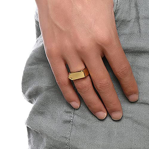 MYNENEY Stainless Steel Square Shape Signet for Men Statement Ring - color: Arrow Gold