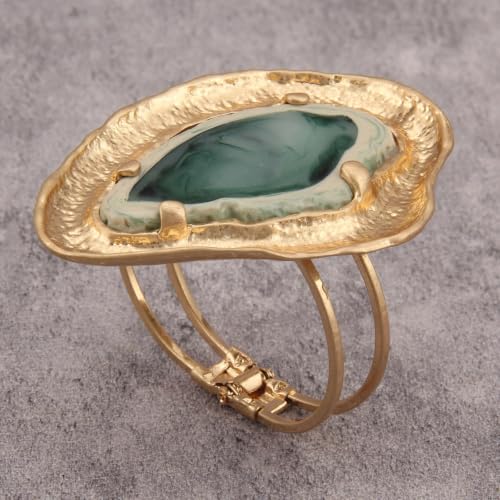 GelConnie Chunky Cuff Bangle Bracelet for Women, Statement Jewelry | Gold and Silver Tone Cuff Bangles with Resin, Crystal and Textured Accents for Party, Vacation and Dressy Looks - style: Bangle 11