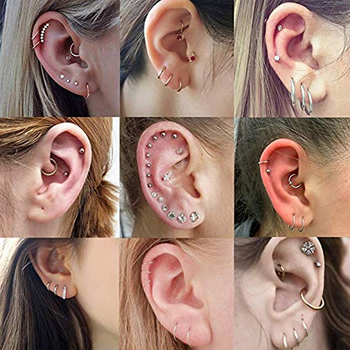 EPIRORA Sterling Silver Stud Earrings for Women Men- 3 Pairs 3mm Tiny Ball Stud Earrings Round CZ Earrings Pearl Earrings Set Cartilage Small Tragus Earrings - style: 3 Pairs-Cubic Zirconia Earrings(Gold)