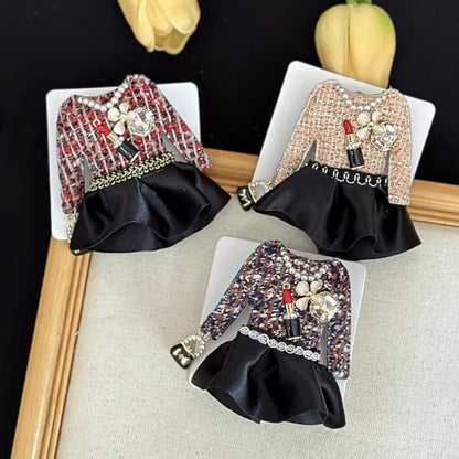 Fabric Dress Brooch Lapel Pin Lipstick Enamel Flower Cultured Pearl Crystal Pins Clip Suit Bags Backpack Scarf Clothes Accessories Brooches Fashion Jewelry for Women Mother - color: Brown