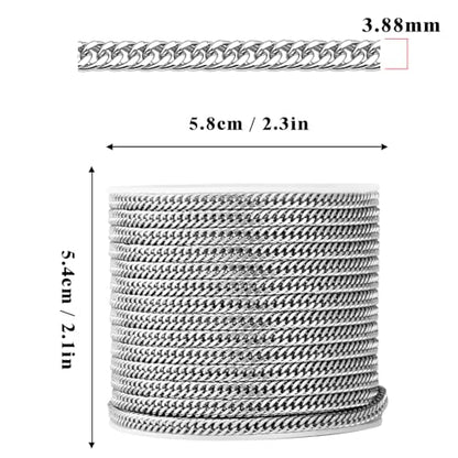 33FT Stainless Steel Cuban Chain 3.8mm Double Link Chain for Jewelry Making | Diamond-Cut Silver Curb Chain Roll Bulk for Necklace Bracelet Crafts - color: 3.88mm curb chain