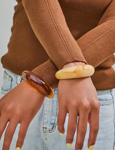 Chunky Acrylic Bangles Bracelets For Women Geometric Acrylic Resin Acetate Mottled Wide Bangle Bracelet Statement Colorful Bangles for Party - color: Cuff Bracelet-Acetate Mottled