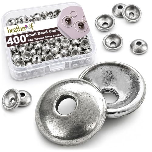Heather's cf 400PCS Silver Smooth Bead Caps for Jewelry Making, 6mm Flower Bead Caps Fit 8-10mm Beads, DIY Jewelry Making Supplies - color: Smooth silver - 400Pc