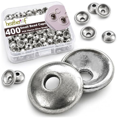 Heather's cf 400PCS Silver Smooth Bead Caps for Jewelry Making, 6mm Flower Bead Caps Fit 8-10mm Beads, DIY Jewelry Making Supplies - color: Smooth silver - 400Pc
