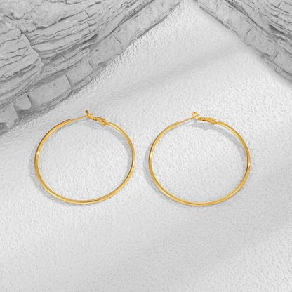 14K Gold Plated 925 Sterling Silver Posts large Hoop Earrings for Women, Hypoallergenic Big Hoop Earrings Lightweight Jewelry for Women 30/40/50/60/70MM - color: Gold-50mm