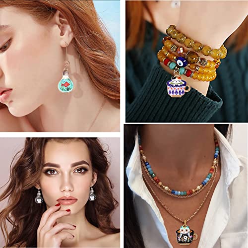 KitBeads 12pcs Enamel Cat & Bulb Charms Coffee Cup Charms for Jewelry Making DIY Accessories for Girls (6 Styles)