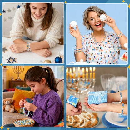 Hanukkah Beads,300Pcs Chanukah Polymer Clay Beads for Bracelet Making - color: Hanukkah Color