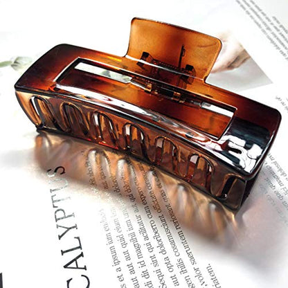Hair Claw Clips Large 4 Inch Matte Clear No Slip Big Rectangle Jaw Clip Clamp for Thick Hair Women, 3 Pack - color: F