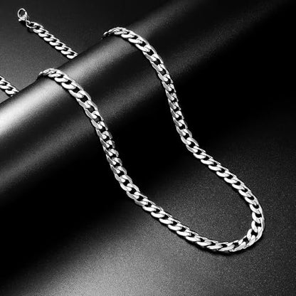 Monily Silver Chain for Men Stainless Steel Curb Chain Necklace Women - size: 16 Inches, style: 9 mm wide