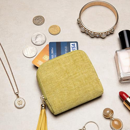 Women's Coin Purses Velvet Mini Travel Jewelry Case Bag with Tassel - color: A-Lemon Yellow