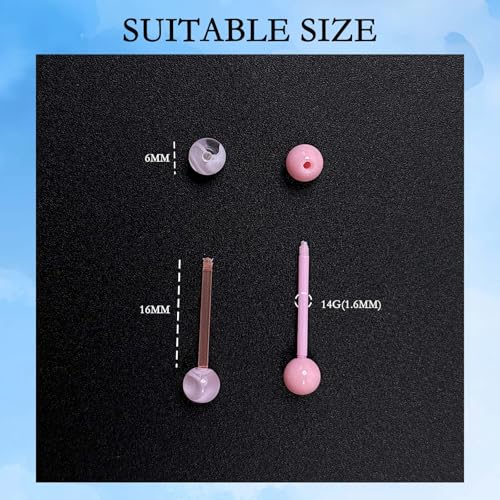 18Pcs 14G Acrylic Tongue Barbells Rings Candy Color Tongue Piercing Jewelry Glow in Dark Plastic Flexible Nipple Ring Straight Barbell for Women Men 16mm